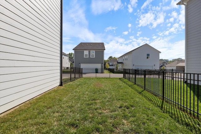 view of yard with a residential view and a fenced backyard