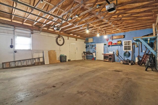 garage with a garage door opener