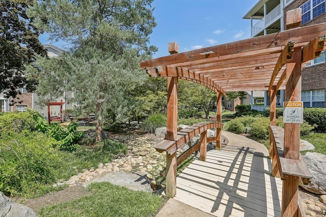 view of patio with a pergola