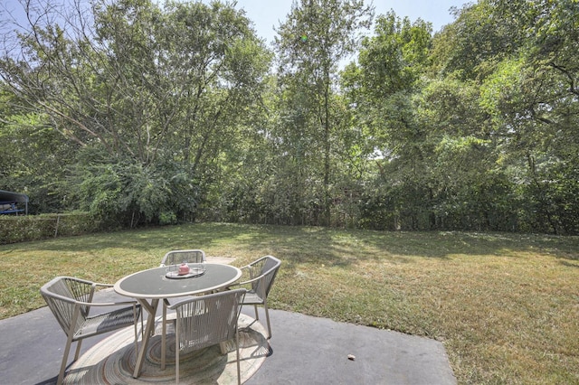 view of yard featuring a patio area and outdoor dining space