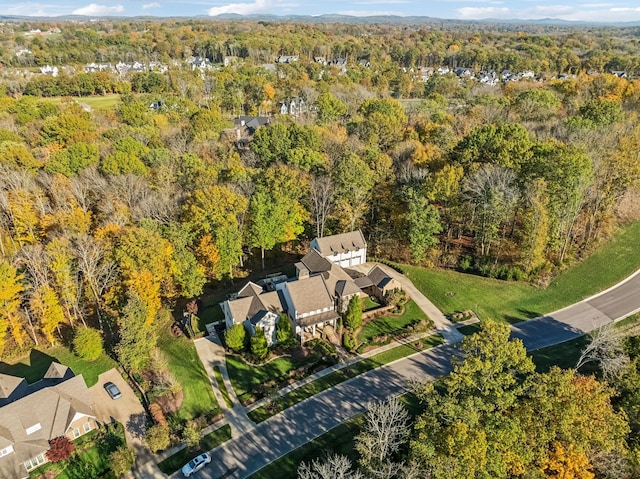 bird's eye view with a view of trees