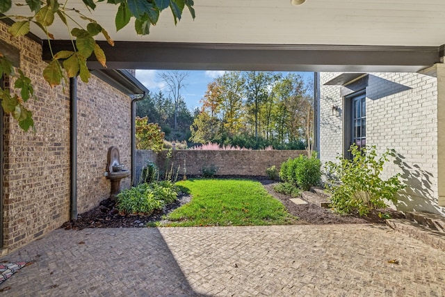 view of yard with a patio and a fenced backyard