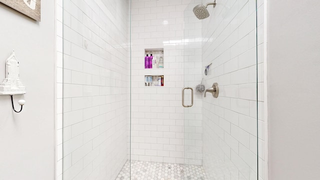 bathroom with a stall shower