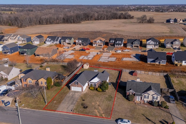 bird's eye view with a residential view