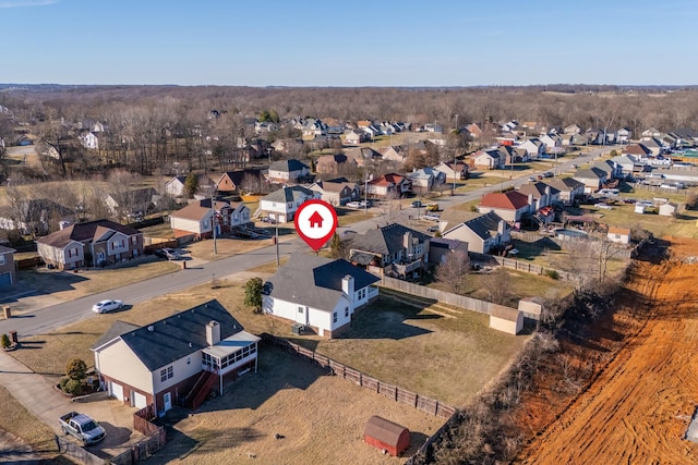 aerial view featuring a residential view