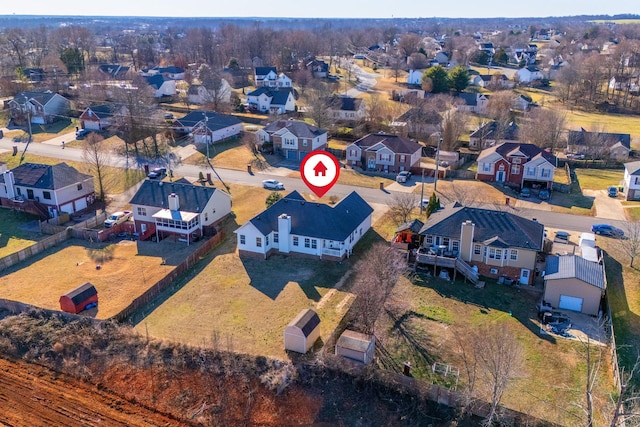 bird's eye view with a residential view