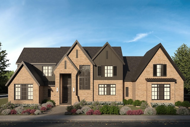 view of front of property with board and batten siding and brick siding