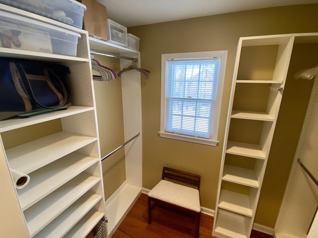 spacious closet with wood finished floors