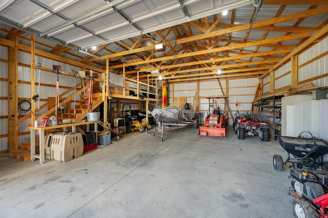 garage featuring metal wall