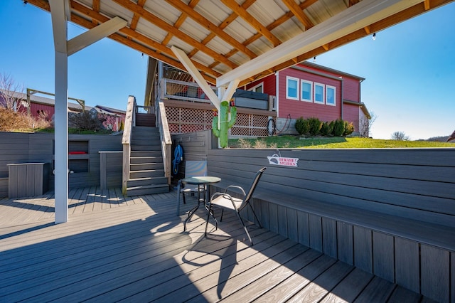 wooden terrace with stairs