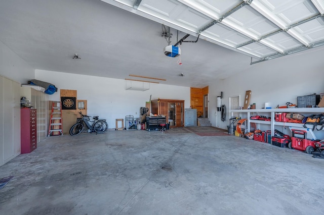 garage with a garage door opener