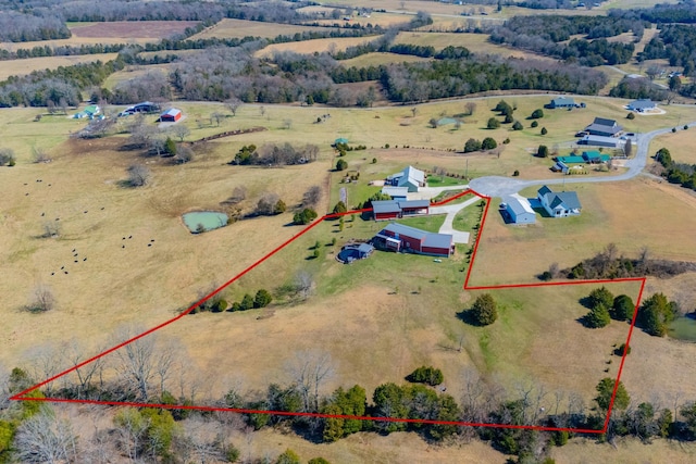 drone / aerial view with a rural view