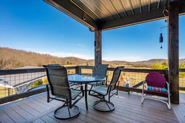 deck with a mountain view