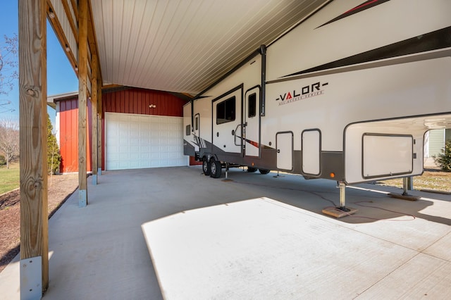 exterior space with a garage