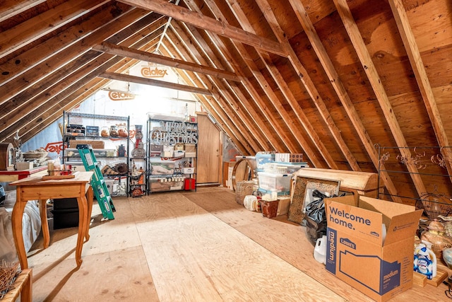 view of unfinished attic