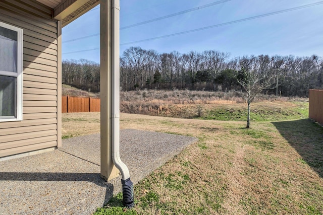 view of yard featuring a patio area and fence