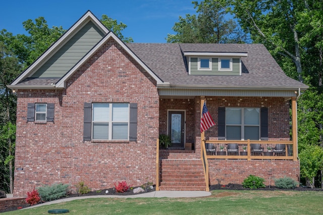 1007 Watercress Ct, Murfreesboro, TN 37129 - craftsman-style house with brick siding, a front yard, a porch, and a shingled roof