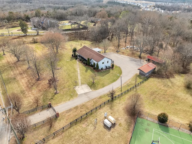 aerial view with a rural view