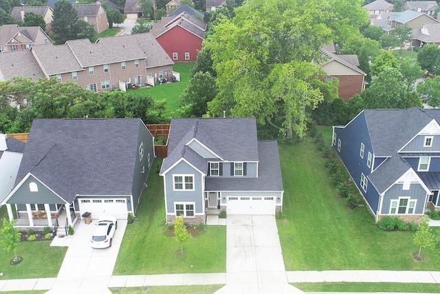 bird's eye view with a residential view