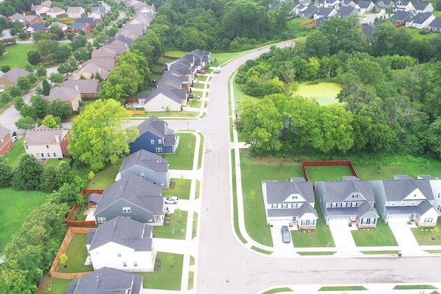 birds eye view of property with a residential view