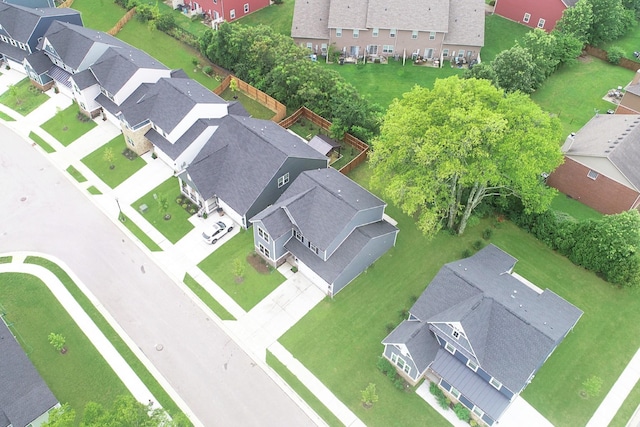 birds eye view of property with a residential view