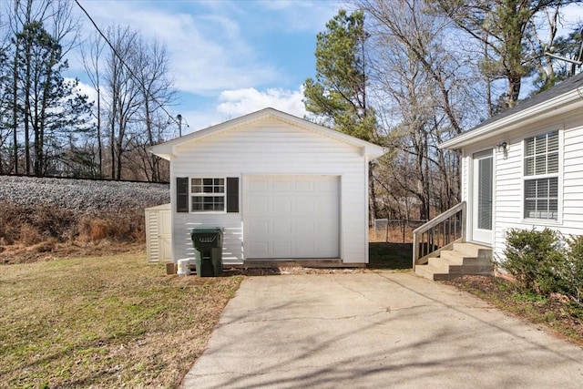 view of detached garage