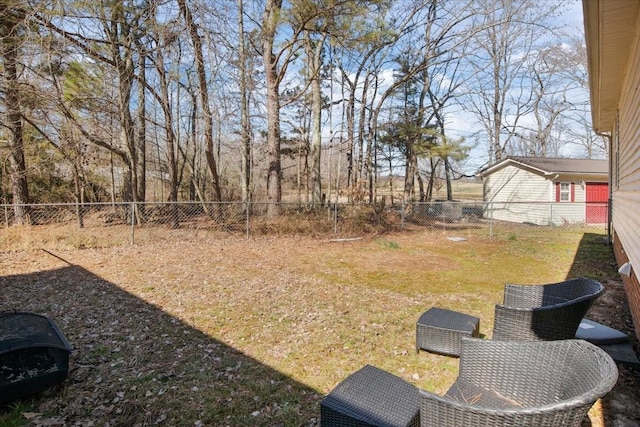 view of yard with a fenced backyard