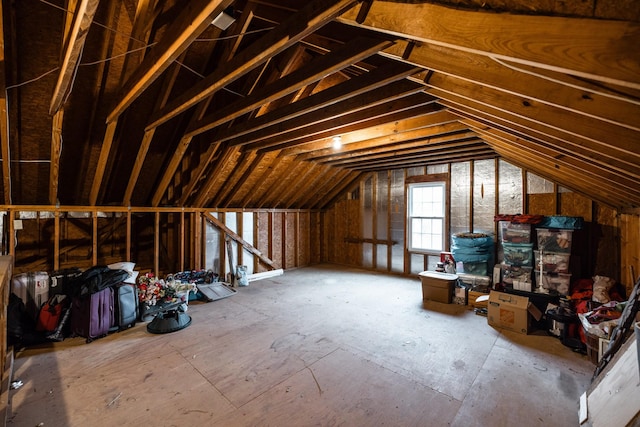 view of unfinished attic