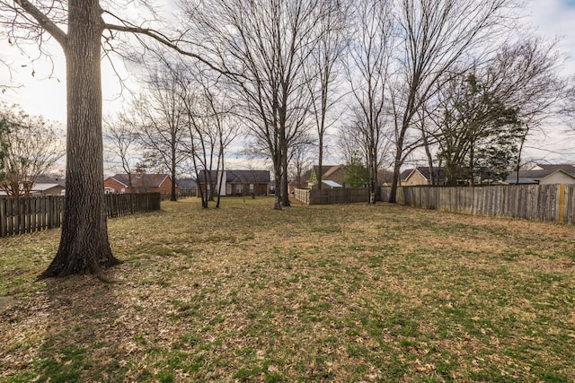 view of yard with a fenced backyard