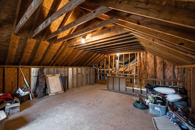 view of unfinished attic