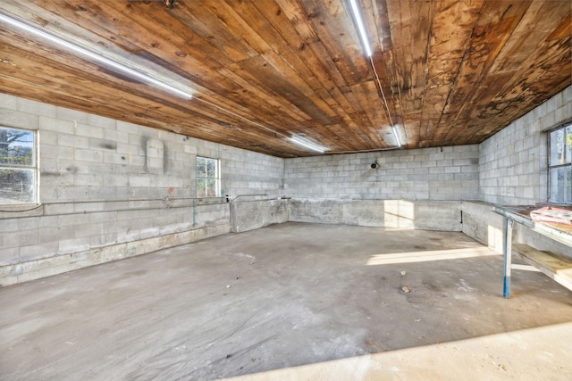 basement with wooden ceiling