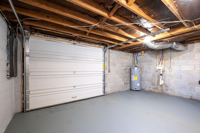 garage with water heater