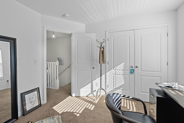 carpeted bedroom featuring a closet