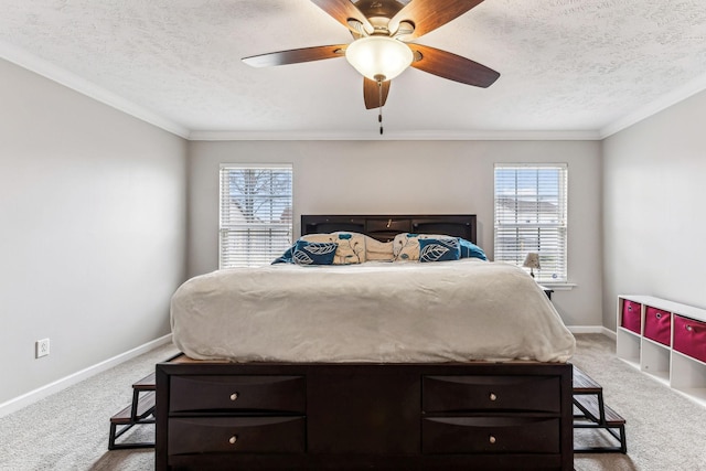 bedroom featuring carpet flooring, baseboards, and multiple windows