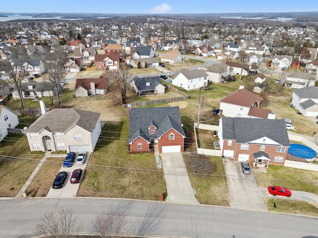 drone / aerial view with a residential view