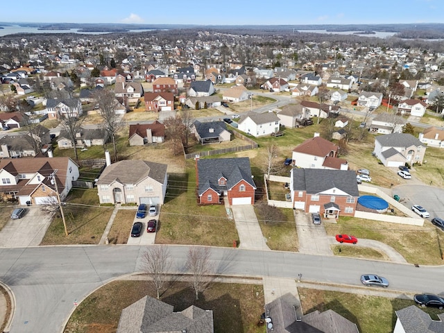 drone / aerial view with a residential view