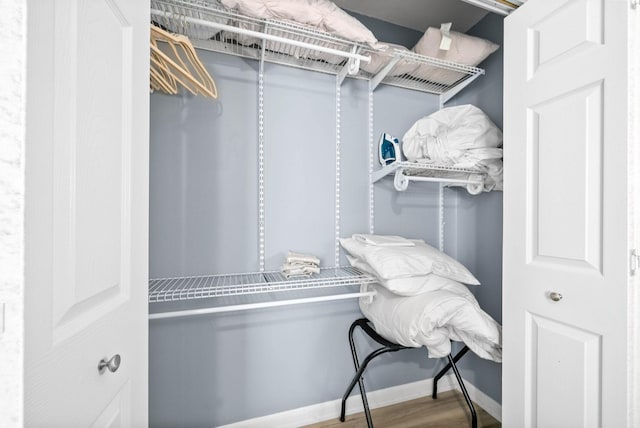 spacious closet featuring wood finished floors