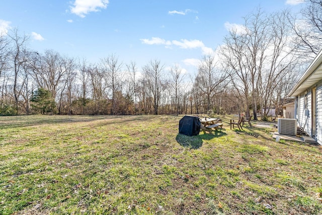 view of yard featuring central AC