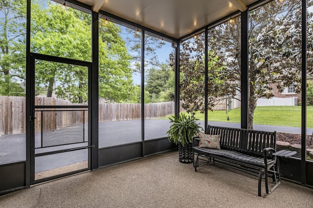 view of unfurnished sunroom