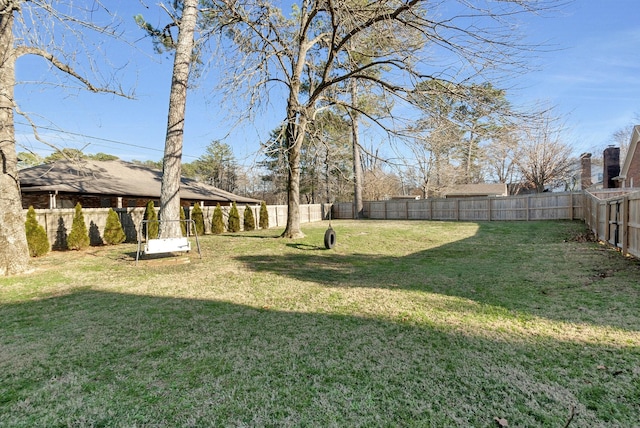 view of yard featuring a fenced backyard