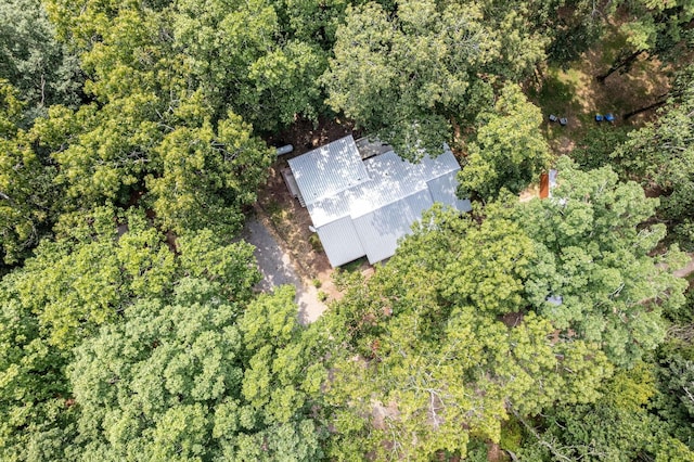 aerial view featuring a forest view