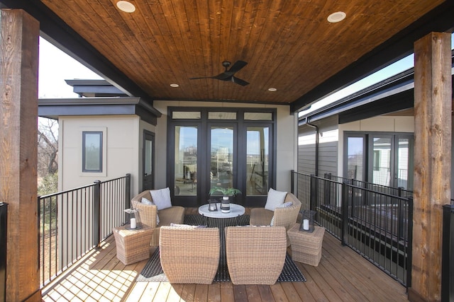 deck featuring a ceiling fan