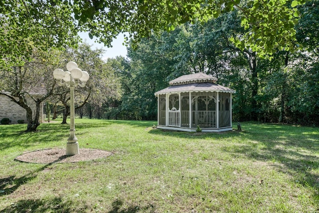 view of yard with a gazebo
