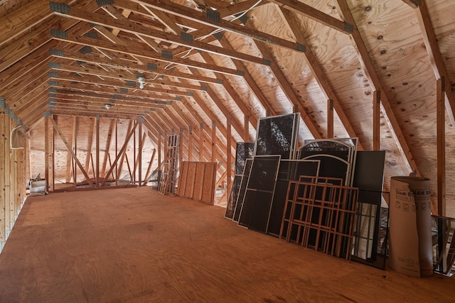 view of unfinished attic