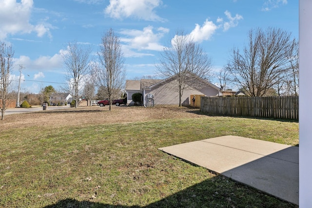 view of yard with a patio area and fence