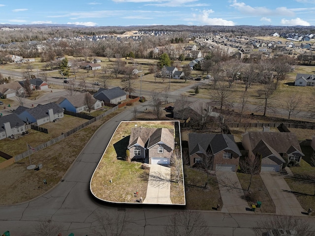 bird's eye view with a residential view