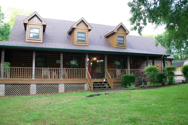 8956 Rocky Fork Almaville Rd, Smyrna, TN 37167 - log home with a porch, log exterior, and a front yard
