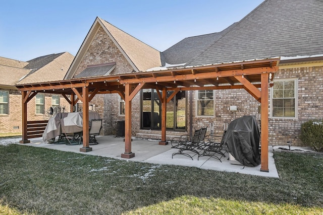 view of patio / terrace with a grill