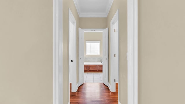 1108 City View Ter, Chattanooga, TN 37421 - corridor with dark wood-style floors and ornamental molding