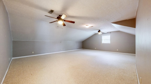 830 Motlow College Rd, Normandy, TN 37360 - bonus room with ceiling fan, lofted ceiling, carpet floors, and a textured ceiling